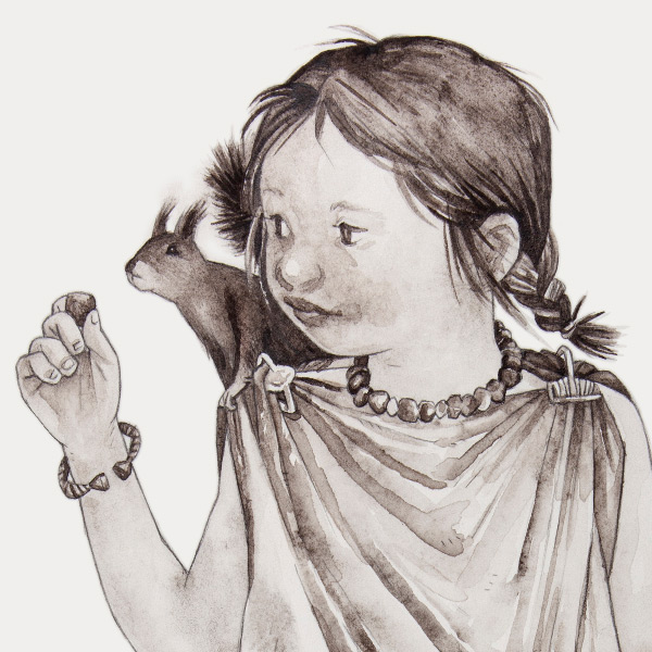 Illustration eines keltischen Mädchens, Keltenland Hessen